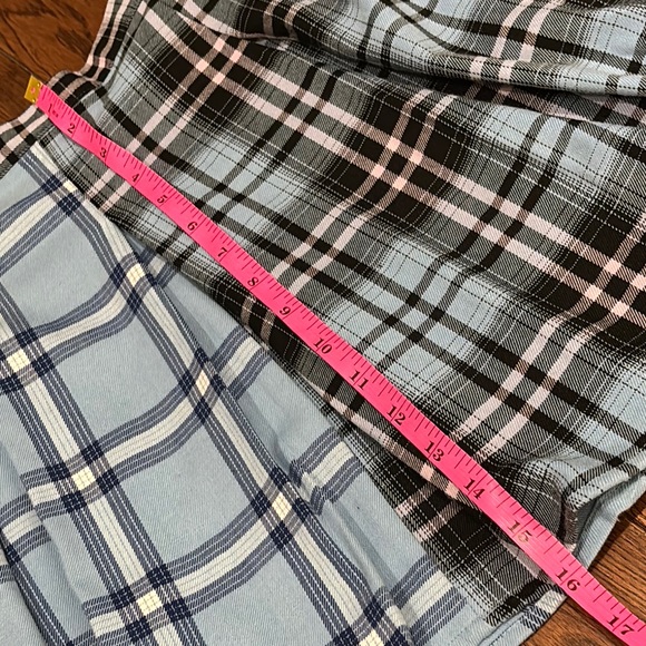 NEW NWT SO Blue Purple Plaid Spliced Pleated High rise  Skirt Mini Skirt Size 9 - Picture 4 of 9